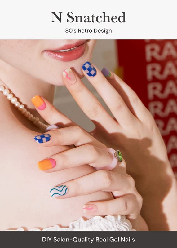 Miniatura 2 de ohora Tiras de uñas de gel semicuradas (N Snatched), azul, estampadas, funcionan con cualquier lámpara UVLED, calidad de salón, larga duración,