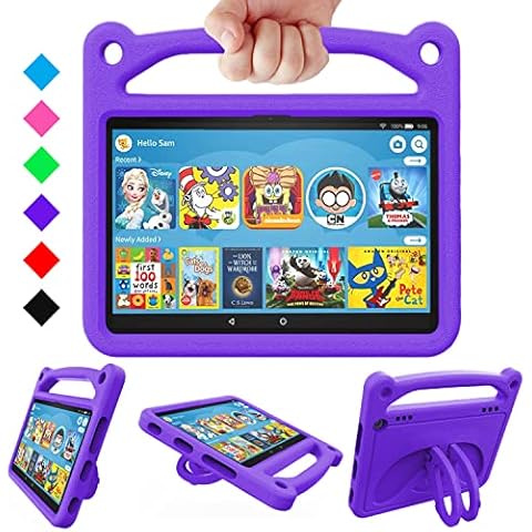 Fire HD 8 Tablet case,Fire HD 8 Case for Kids- Lightweight Shockproof Kid-Proof Cover with Stand for All-New Amazon Kindle Fire HD 8 Kids Tablet & Kids Pro Tablet,Purple Cover