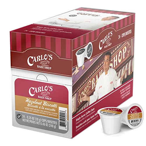 Carlo's Bake Shop (Cake Boss) Hazelnut Flavored Coffee Pods, Hazelnut Coffee Pods for Keurig K Cups Machines, Medium Roast, 24 Count
