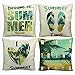 VAKADO Sommer Strand Outdoor Wurfkissenbezüge Dekorative Tropische Palme Sommer Traum Slipper Kissenbezüge Home Decor für Terrasse Couch Sofa 45,7 x 45,7 cm 4er Set