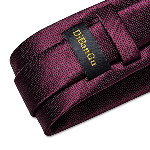 Image of DiBanGu Mens Silk Necktie Solid Color Tie and Pocket Square Cufflink Tie Clip Set Woven Plain Ties for Men Wedding Party