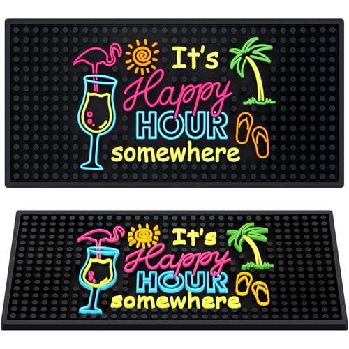 Jingmore Rubber Bar Mats for Countertop & Bartending, Happy Hour Somewhere