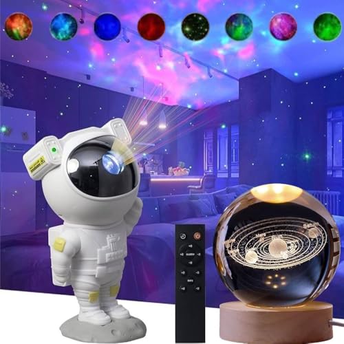 Image of Desidiya Combo of Astronaut Galaxy Projector Night Light & Universe Crystal Ball LED Light Space Lamp for Kids' Bedroom, Gaming Room, Home & Party Decor, Adjustable Head Lights for Office Decoration