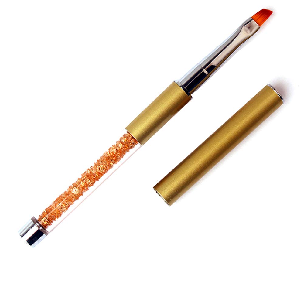 WOKOTO Nail Art Flat Painting Pens Nail Brush Acrylic Nail Brush For Nail Art Extension Rhinestones Handle Acrylic UV Gel Salon Pen Flat Brush For Nail Polish ApplicationTool