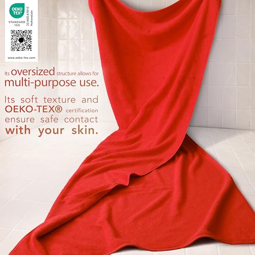 Cotton Paradise Übergroßes Badetuch, 100% Baumwolle, 40 x 80 cm, türkisches extra großes Badetuch für Badezimmer, rotes Badetuch – Ansicht 3
