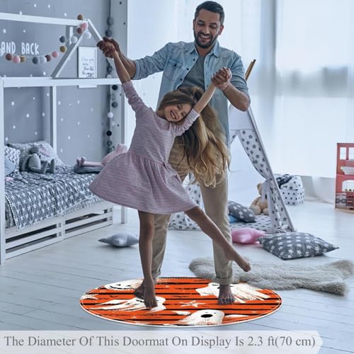 Tapis de salle de bain Halloween rond anti-glisse pour carrelage humide