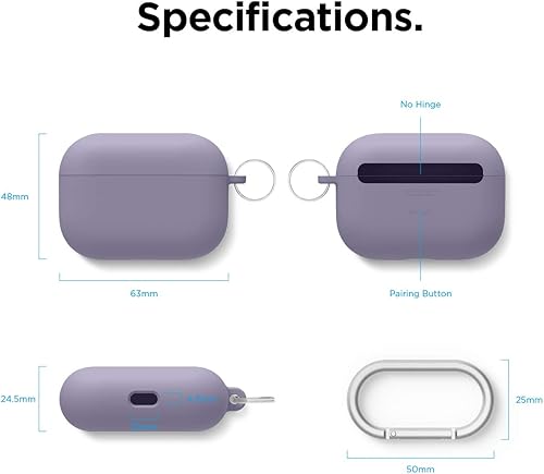Miniatura 8 de elago Funda de silicona líquida compatible con AirPods Pro, llavero incluido, protección de triple capa, diseño de protección, soporta carga