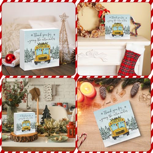 Image of School Bus Driver Christmas Decor, Appreciation Gifts for School Bus Driver, Farmhouse Christmas Home Office Decorations for Desk Table Shelf 5 X 5 Inches