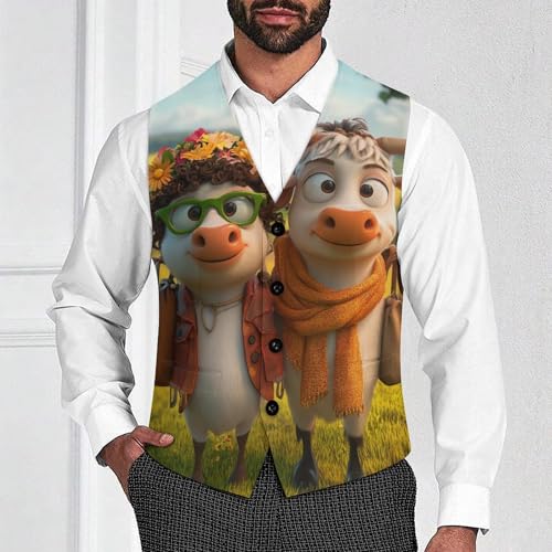 Funny Cows Men's Suit Vests Dress Vest V-Neck Waistcoat Slim Business Formal with Pocket2