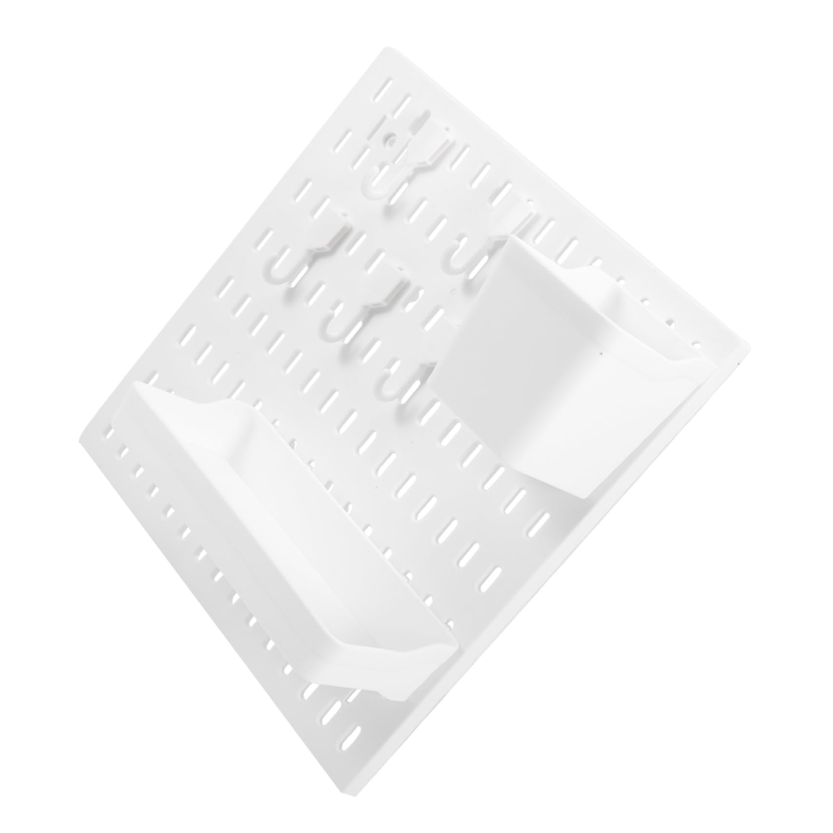 Étagère murale de rangement en plastique blanc avec panneau perforé sans perçage