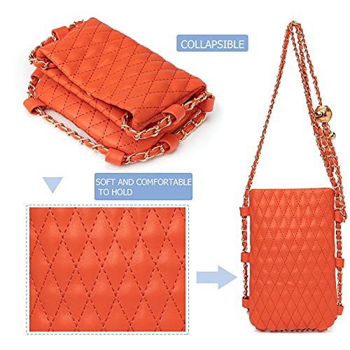 Image of myfriday Mini Quilted Crossbody Purse, Chain Strap Summer Shoulder Bag | Metal ball chain adjuster, snap closure and lightweight phone pouch add cute summer carry for holidays and shopping