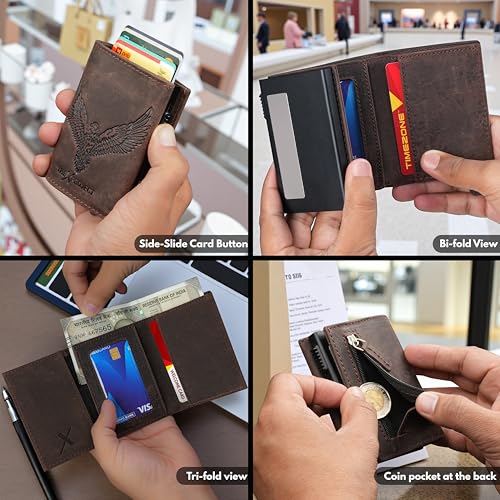 The X Project Skyflare Brown Trifold Wallet - Image 4