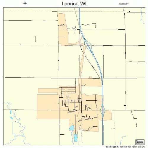 Large Street & Road Map of Lomira, Wisconsin WI Printed poster size