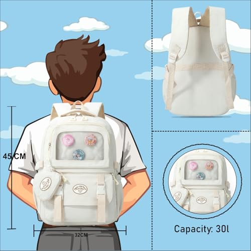 Image of Tinttot 30 Litre, Japanese Korean Style Capybara Niche College Students Light weight School bag Women's Travel Backpack