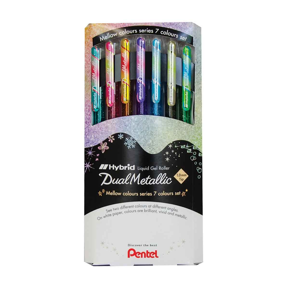 Pentel Hybrid Dual Metallic Gelroller – 1,0 Mm Spitze, Farbe Hellviolett/Metallic-Rot & Blau (K110)