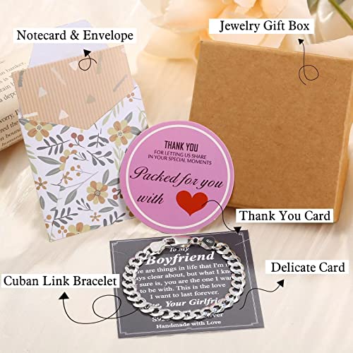 Storup Gifts For Boyfriend, Mens Bracelet Birthday Gifts For Boyfriend Father's Day Gifts For Boyfriend Mens Jewelry Sterling Silver Cuban Link Bracelets For Men 7Mm Width 8.5 Inches Length #TOP6