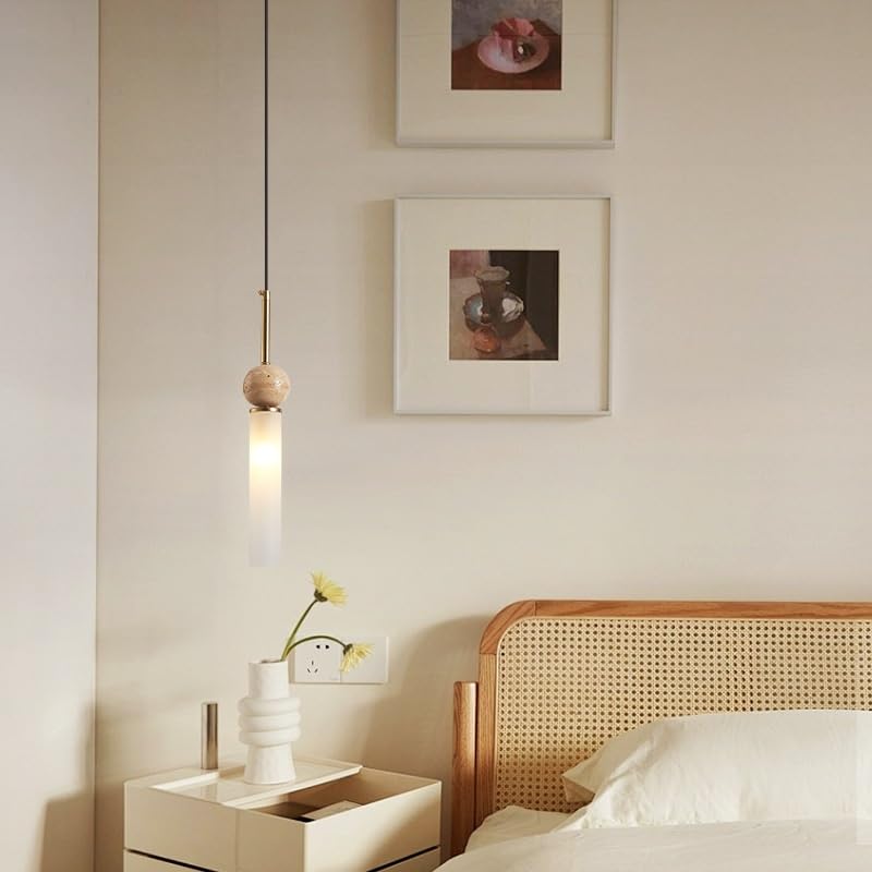Lampe suspendue LED pierre jaune pour éclairage doux chambre