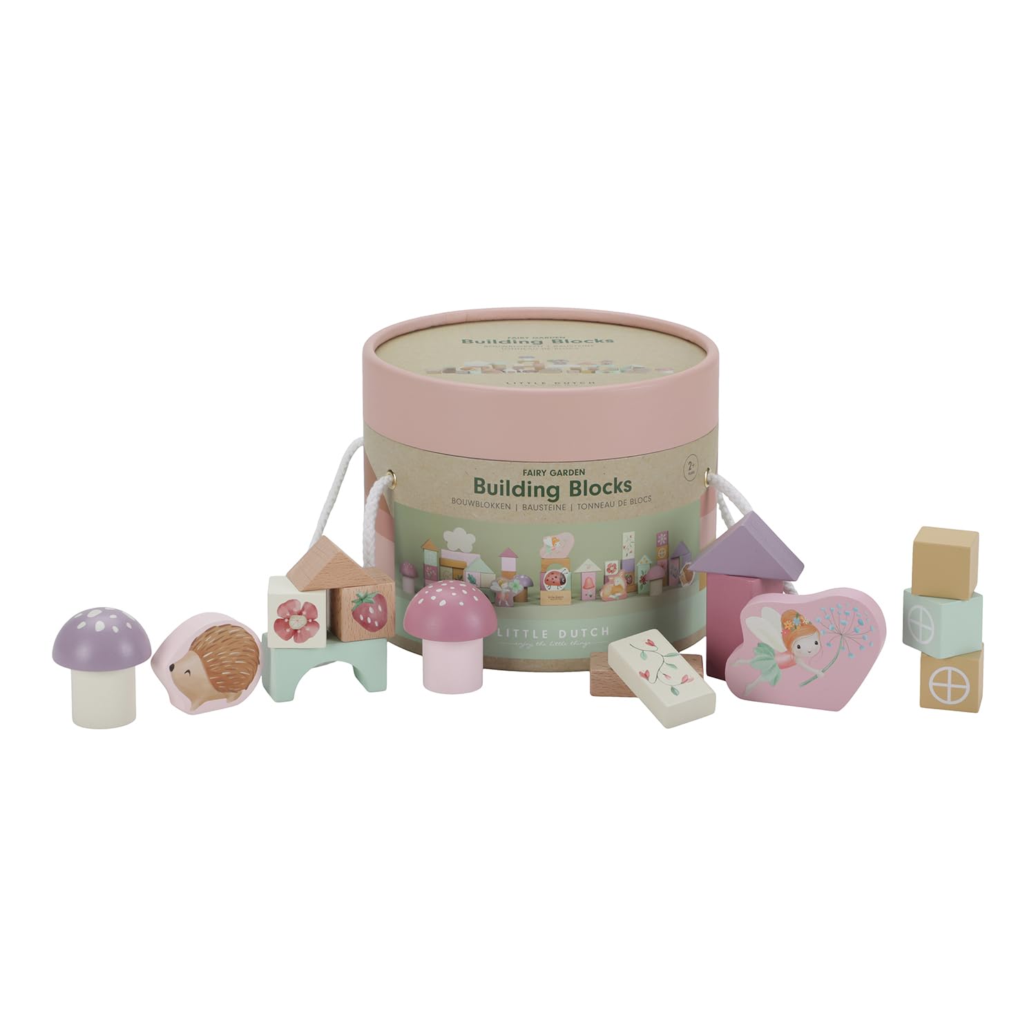 Little Dutch 7345 bloques de construcción de madera FSC 50 unidades en caja – Fairy Garden rosa