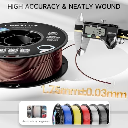 Image of CREALITY PETG Filament 1.75mm 3D Printer Filament, 1kg (2.2lb) Neatly Wound Spool, Dimensional Accuracy ±0.03mm, Fit for Ender, Bambu Lab, Anycubic,ELEGOO FDM Printers, Transparent Wine Red