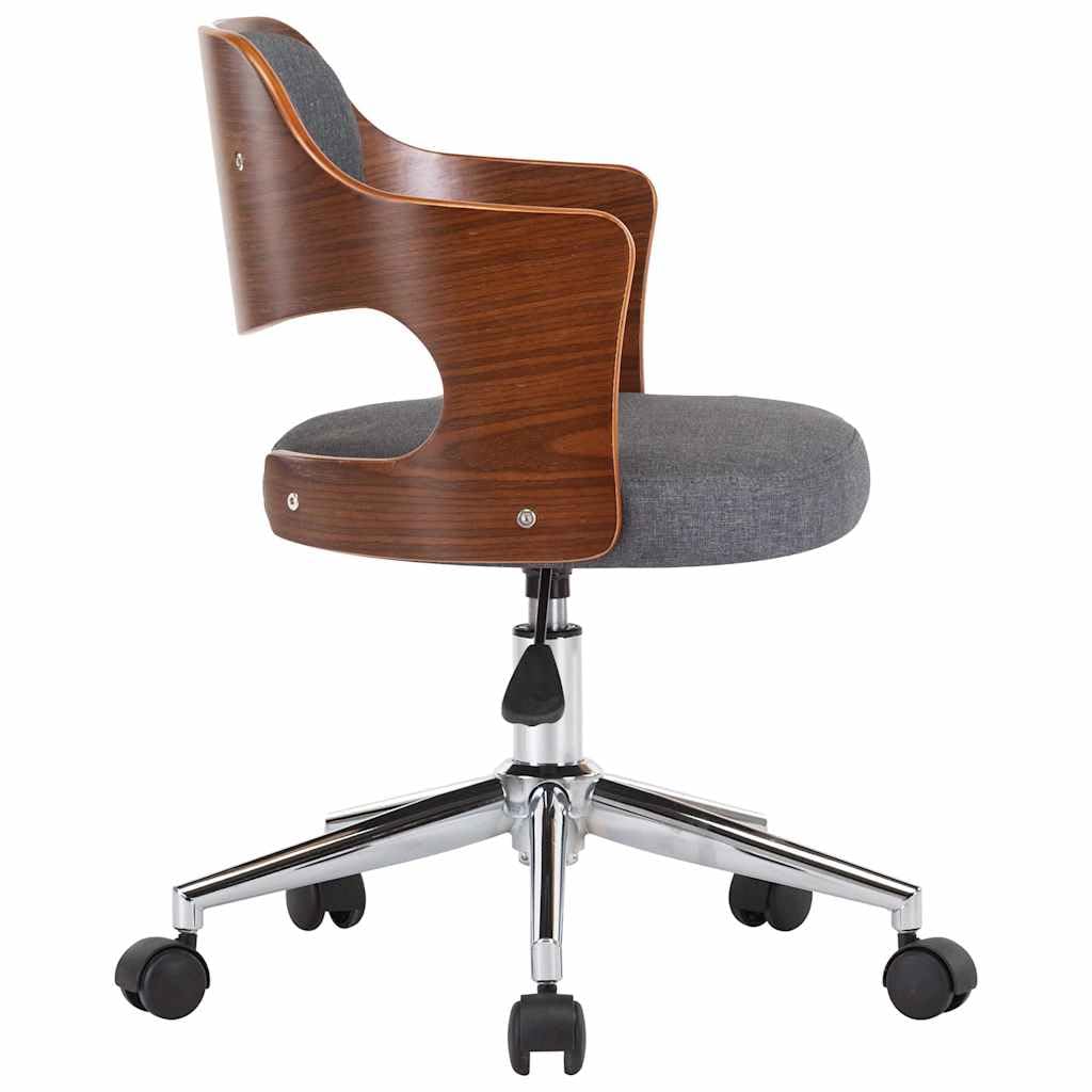 Lot de 2 Chaises Pivotantes à Manger Gris Bois Courbé et Tissu