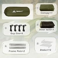 Forceatt Zelt 2 Personen Camping Wasserdicht 3-4 Saison,Ultraleicht Zelte Mit Kleinem Packmaß, Kuppelzelt Sofortiges Aufstellen Für Trekking, Outdoor, Festival – Ansicht 5