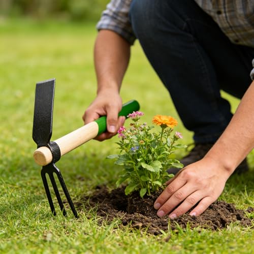 Cultivador y azada manual 2 en 1 SPEEDWOX con mango de madera miniatura 6