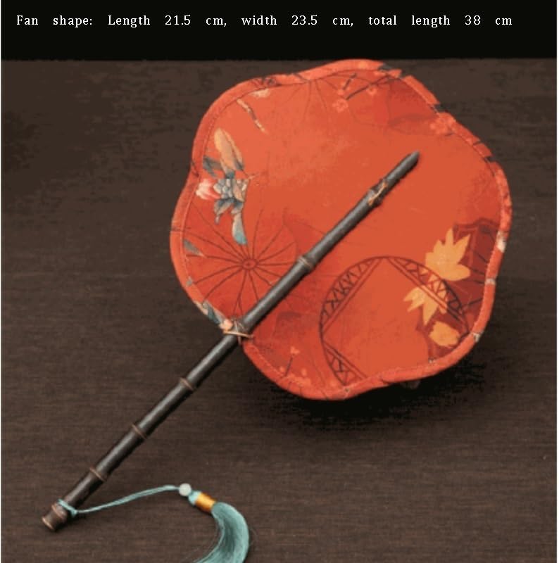 Chinese Vintage Weaving Palace Fan Traditional Floral Round Hand with Tassel Photography Decor