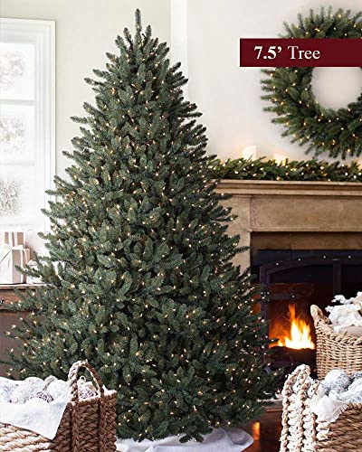 Balsam Hill 7Ft Premium Pre-Lit Artificial Christmas Tree 'Traditional' Classic Blue Spruce With Clear Led Lights, Storage Bag, And Includes Fluffing Gloves, And Extra Bulbs #TOP3