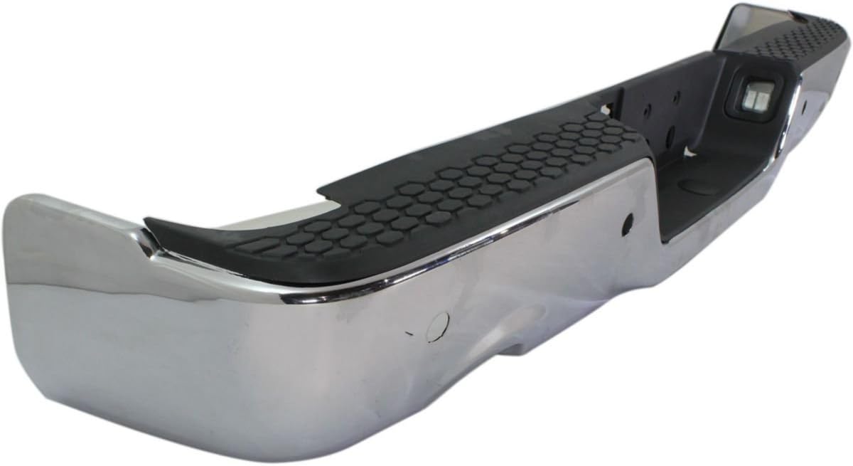 BUMPERS THAT DELIVER - Chrome, Steel Rear Step Bumper Assembly Compatible with 2009-2018 Dodge RAM 1500 Series Pickup w/Park Assist & Dual Exhaust 09-18, CH1103119