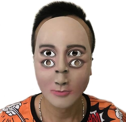 Miniatura 4 de ALXOY GHDLM - Máscara de látex de cuatro ojos para Halloween, máscara realista para disfraz de Halloween, fiesta de disfraces y accesorios de cosplay