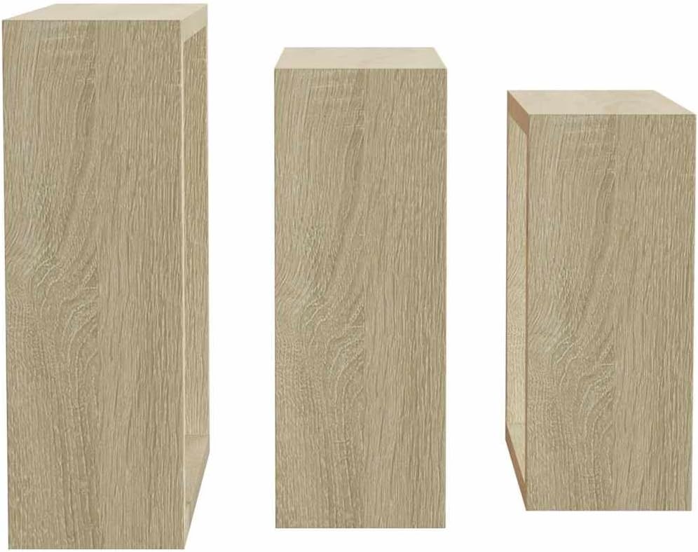 Sonoma Oak Wall Cube Shelf Set of 3, Modern MDF Floating Ledge Shelves for Living Room Decor, Bathroom, Bedroom, Easy Mount