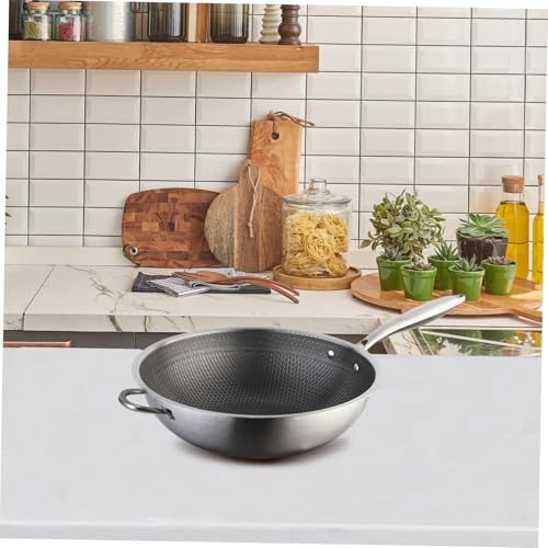 Wok de acero inoxidable con doble mango, antiadherente miniatura 5