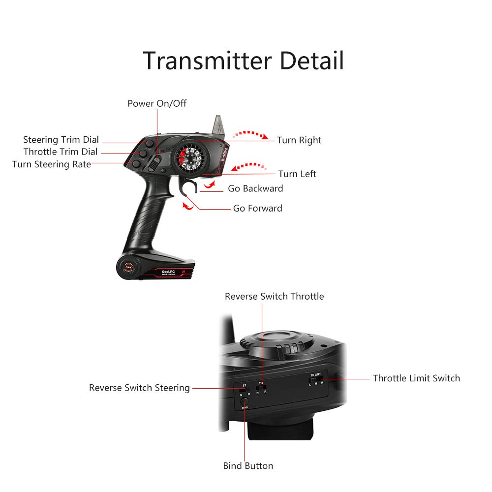 Accesorios para RC Coche, Original TG3 2,4 GHz 3CH Radio Digital transmisor de Mando a Distancia con el Receptor para RC del Coche del Barco,transmisor RC