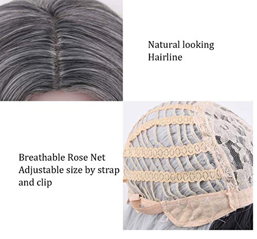 Besuante BW-001 Beautyself Silver Grey Costume Wigs For Women Halloween Curly Long Wavy Fashion Cosplay Ombre Black Mix Gray Hair Wigs thumb #5