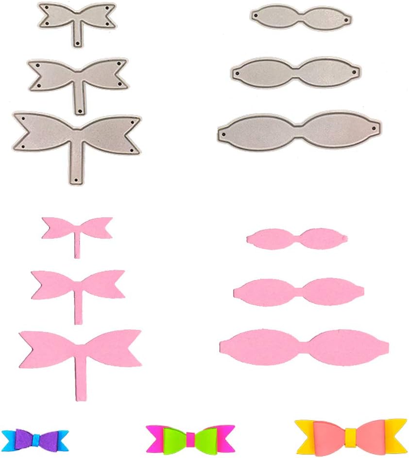 6 Pcs/Pack Bow Metal Cutting Dies for Scrapbooking and Card Making Birthday Halloween Christmas Craft Dies