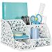 EasyPAG Office Desk Organizer 5 Compartments Desktop Accessories Caddy with Drawer,White