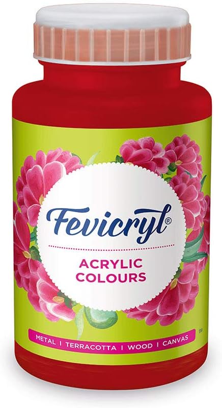 - Fevicryl Acrylic Colour Crimson 500ml | Art & Craft, DIY, Rich Pigment, Non-Craking Paint for Canvas, Wood, Leather, Earthenware, Metal | Ideal for school projects, Hobbyists, Artists