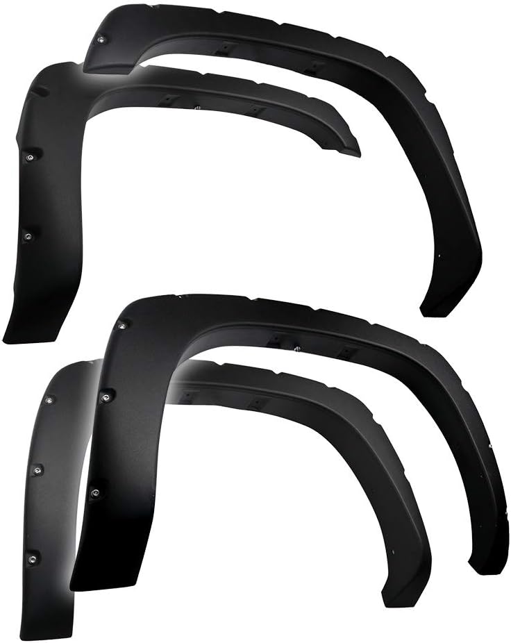 Tyger Auto TG-FF8C4057 for 1999-2006 Chevy Silverado/GMC Sierra (Incl. 2007 Classic) | Rough Textured Black Pocket Bolt-Riveted Style Fender Flare Set, 4 Piece