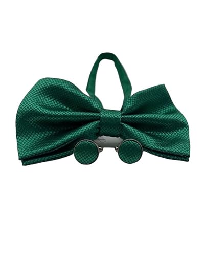 Conjunto Gravata Borboleta + Abotoadura + Lenço Verde Exército