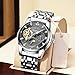GLENAW Watch Automatic Watches for Men Tourillon Skeleton Diamond Luxury Mechanical Self Winding Dress Wrist Watch Waterproof Luminous (White)