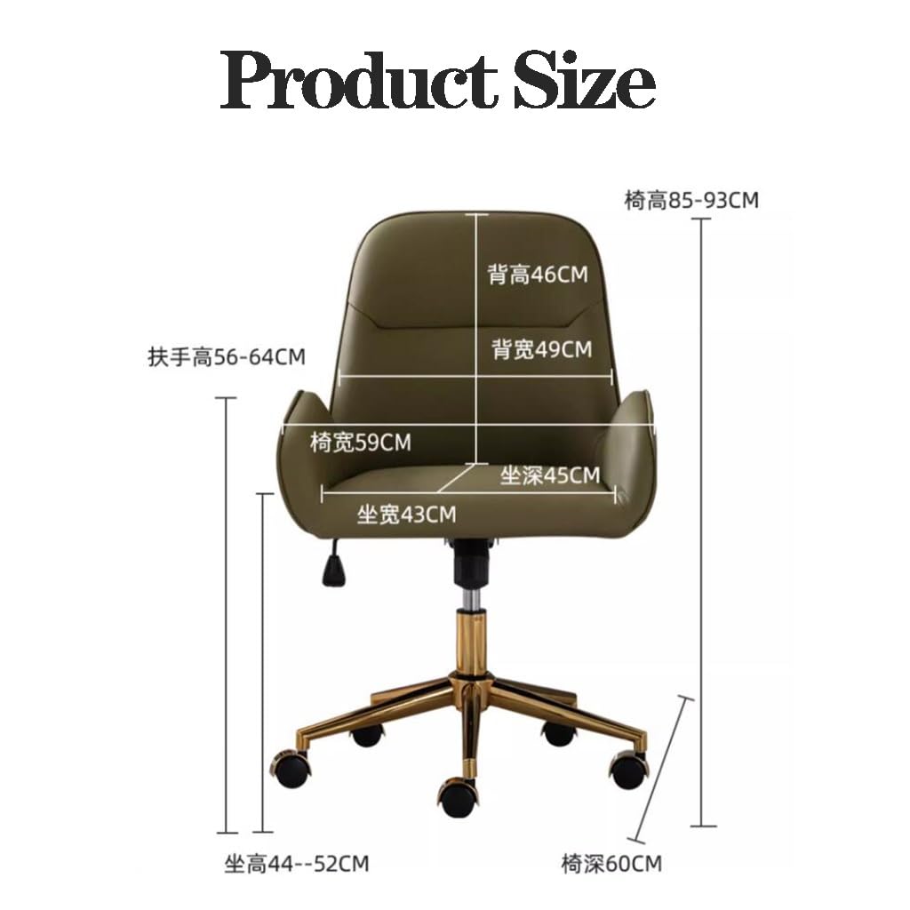 Ergonomiczne zielone obrotowe krzesło biurkowe z kółkami wyściełane krzesło biurowe do domu i pokoju makijażu, nowoczesne, wygodne krzesło do salonu i pracy, stylowe krzesło do makijażu