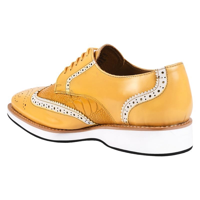 Image of LIBERTYZENO Mens Knitted & Animal Print Genuine Leather Adults Lace Up Oxford Dress Shoes for Easter Gift