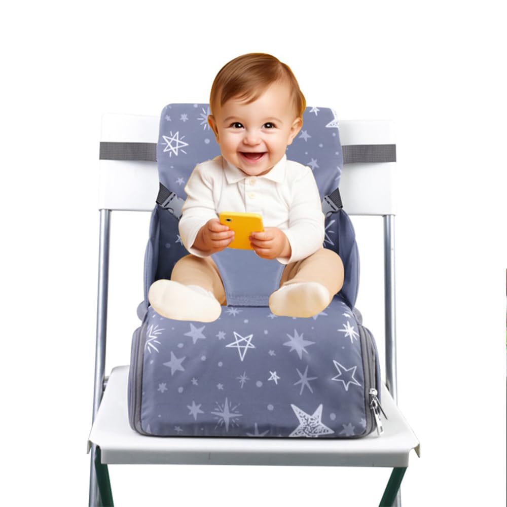 Asientos elevadores para bebés de 6 meses a 3 años, cojín elevador para sillas de comedor, asiento de alimentación infantil para mesa (estrella gris)