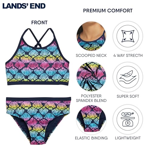Image of Lands' End Girls' Swim UPF 50+ Adjustable Strap Bikini Set