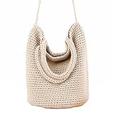 Material: Strohhalm. KTENME Bohemianischer Urlaub Strohtasche Strandtasche mit einer Schulter tragbar Dual Use Bag Casual Bag Frauen Weave Schultertasche Vintage Bag Schmuck Tasche, Stroh, beige, 35*32*80cm