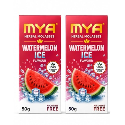 Hookah Flavor Pack of 2 (50g Each) | Herbal Molasses | Nicotine Free & Tobacco Free Flavor | Long Lasting Smooth Smoke | exotic Flavor (Watermelon ice)