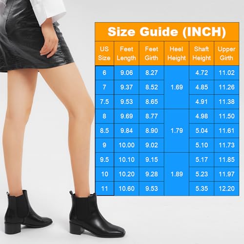 GENSHUO Chelsea Boots Women Ankle Booties Low Heel Chunky Square Toe Winter Fall Dress Chelsea Slip On Fashion Comfortable Work Casual Boots Shoes3