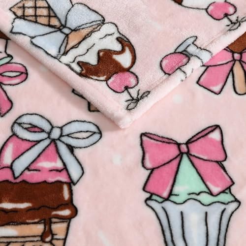Image of Betsey Johnson - Blanket, Buttery-Soft Throw Blanket for Couch or Bed, Boldly Plush & Oversized Bedding (Coquette Ice Cream Pink, 50 inch x 70 inch)