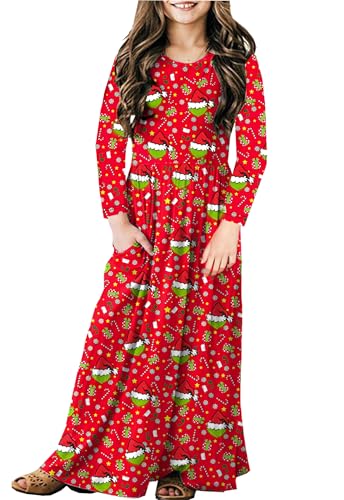 Image of Deerose Girls Maxi Dress Short Sleeve Casual Long Dresses with Pockets 5-14 Years