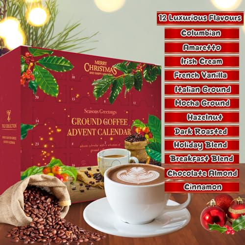 Kaffee-Adventskalender 2025-24 Premium Gourmet-Kaffee Gemahlene Bohnen Verschiedenen Geschmacksrichtungen Geschenke Für Männer Frauen Einzigartige Adventskalender